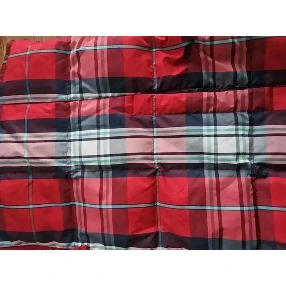 Lands's End Plaid Puffer Vest Women’s Size Large Holiday Americana Red & Navy - Picture 3 of 7